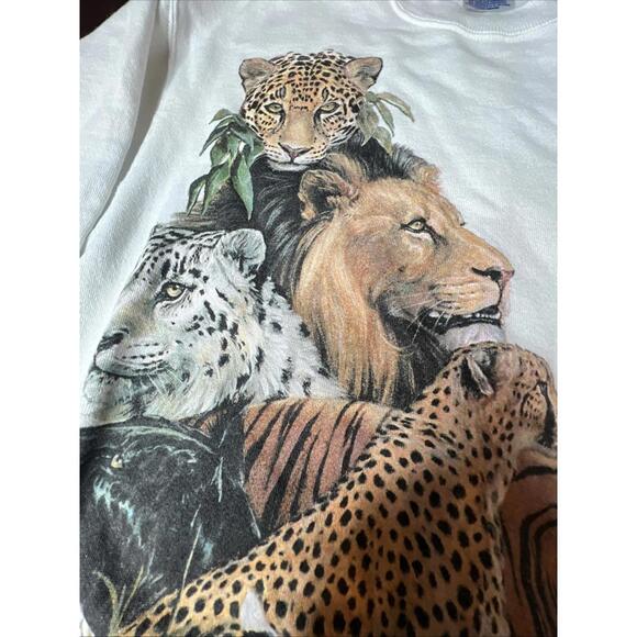 VINTAGE 80s Harlequin NG 1989 Tiger Lion Leopard Crewneck Large  Rock RARE VNTG - Picture 7 of 9